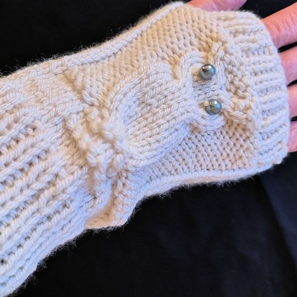 HOST PICK new Owl Knit Fingerless Gloves Mittens Hooter Made in Canada - Picture 3 of 7